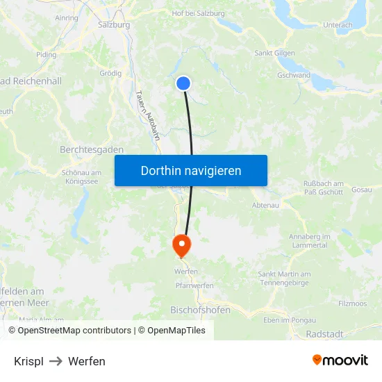 Krispl to Werfen map