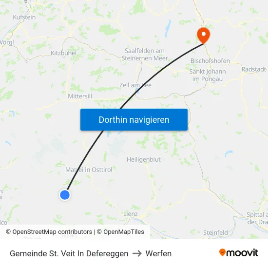 Gemeinde St. Veit In Defereggen to Werfen map