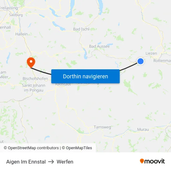 Aigen Im Ennstal to Werfen map