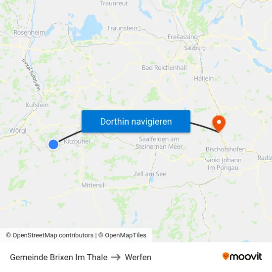 Gemeinde Brixen Im Thale to Werfen map