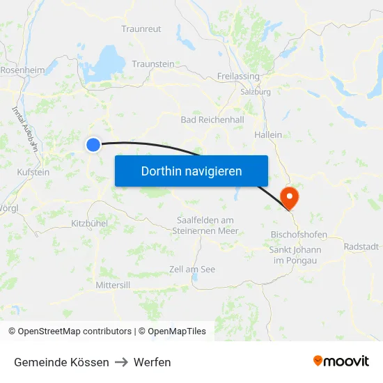 Gemeinde Kössen to Werfen map