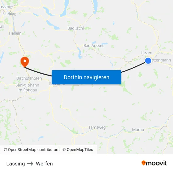 Lassing to Werfen map