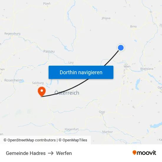 Gemeinde Hadres to Werfen map