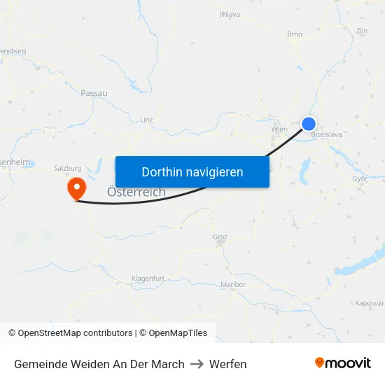 Gemeinde Weiden An Der March to Werfen map