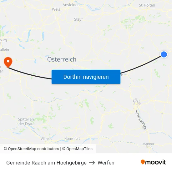 Gemeinde Raach am Hochgebirge to Werfen map