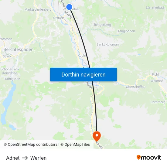Adnet to Werfen map