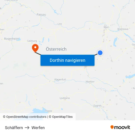 Schäffern to Werfen map