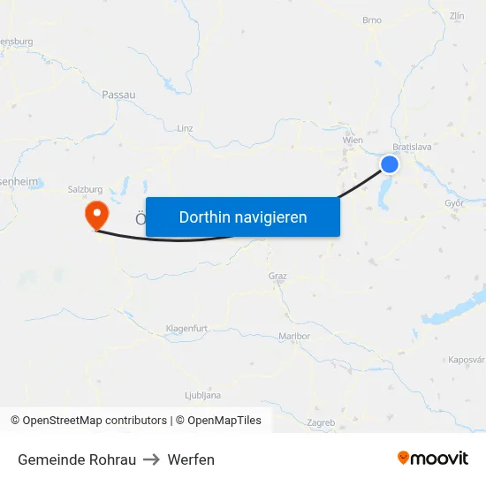 Gemeinde Rohrau to Werfen map
