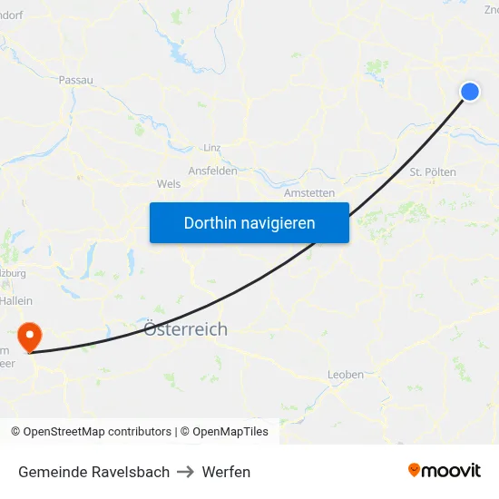 Gemeinde Ravelsbach to Werfen map
