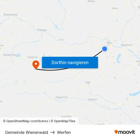 Gemeinde Wienerwald to Werfen map