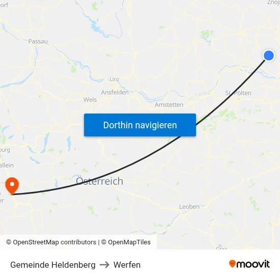 Gemeinde Heldenberg to Werfen map