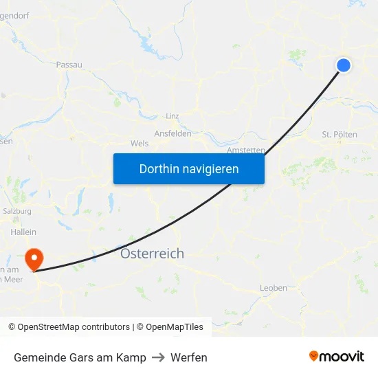 Gemeinde Gars am Kamp to Werfen map