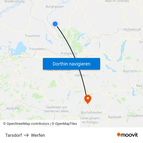 Tarsdorf to Werfen map