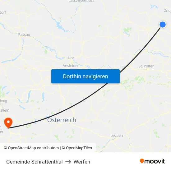 Gemeinde Schrattenthal to Werfen map