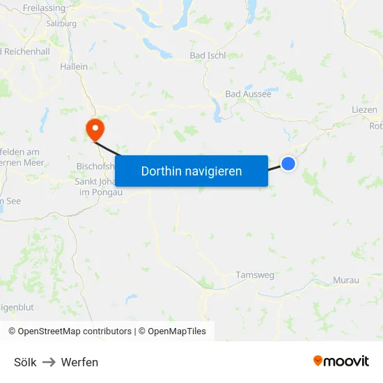 Sölk to Werfen map