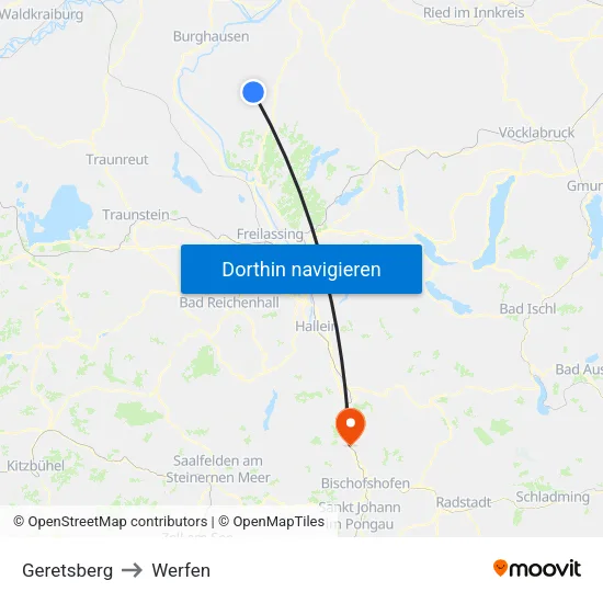 Geretsberg to Werfen map