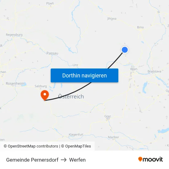 Gemeinde Pernersdorf to Werfen map