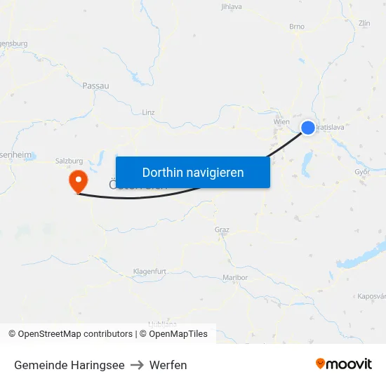Gemeinde Haringsee to Werfen map
