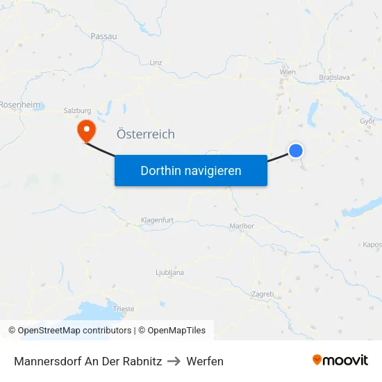 Mannersdorf An Der Rabnitz to Werfen map