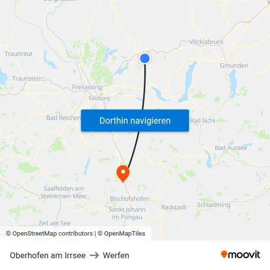 Oberhofen am Irrsee to Werfen map