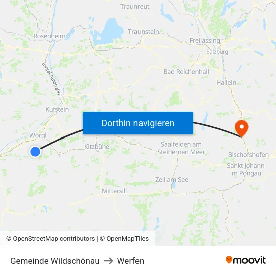 Gemeinde Wildschönau to Werfen map