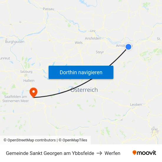 Gemeinde Sankt Georgen am Ybbsfelde to Werfen map
