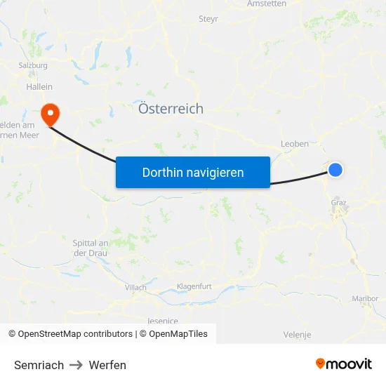 Semriach to Werfen map