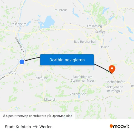 Stadt Kufstein to Werfen map