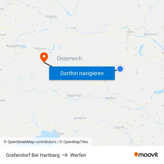 Grafendorf Bei Hartberg to Werfen map