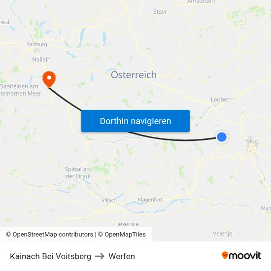 Kainach Bei Voitsberg to Werfen map