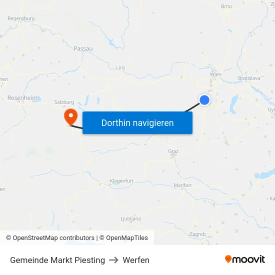 Gemeinde Markt Piesting to Werfen map