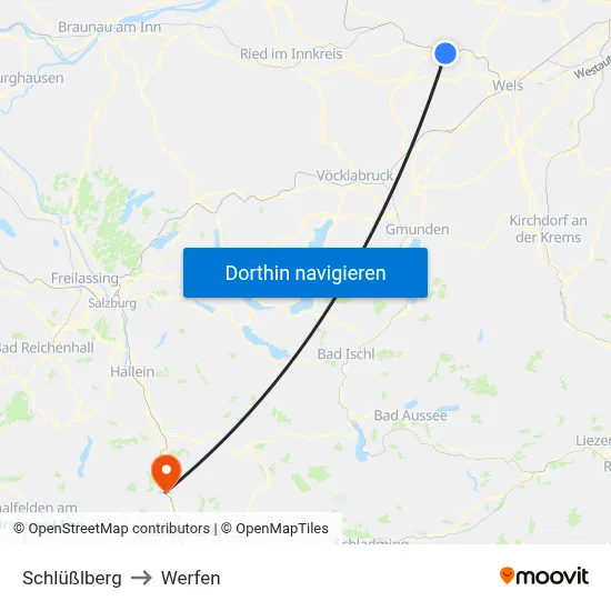 Schlüßlberg to Werfen map