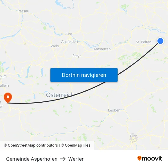 Gemeinde Asperhofen to Werfen map