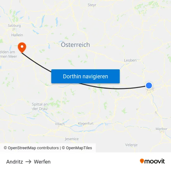 Andritz to Werfen map