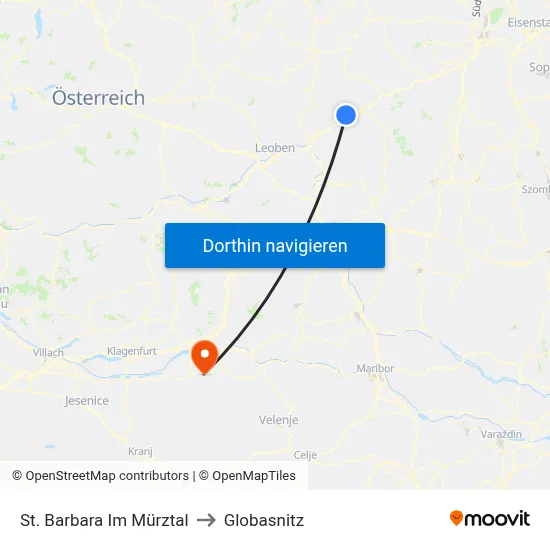 St. Barbara Im Mürztal to Globasnitz map