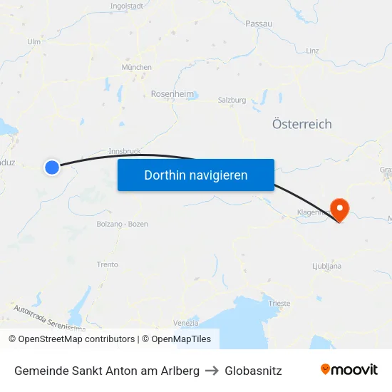 Gemeinde Sankt Anton am Arlberg to Globasnitz map