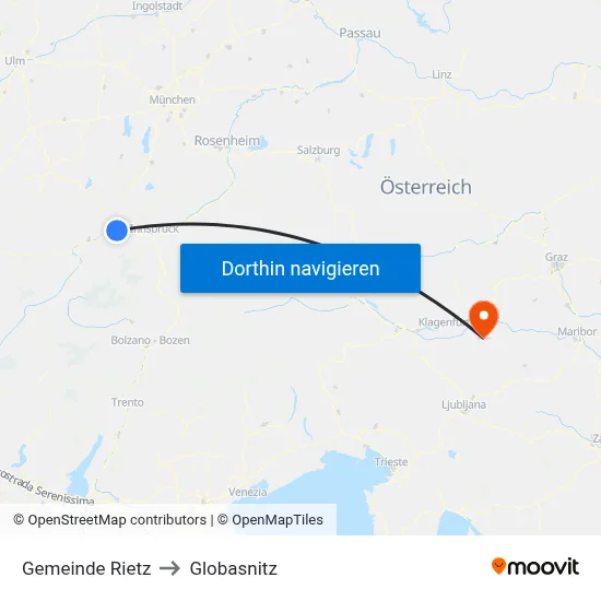 Gemeinde Rietz to Globasnitz map