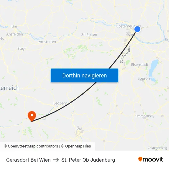 Gerasdorf Bei Wien to St. Peter Ob Judenburg map