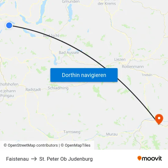 Faistenau to St. Peter Ob Judenburg map