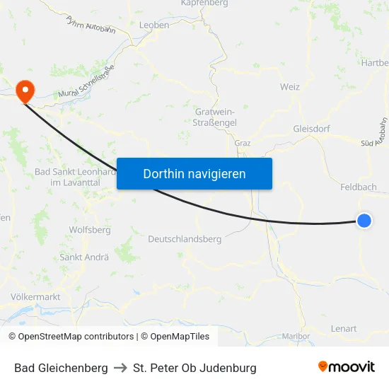 Bad Gleichenberg to St. Peter Ob Judenburg map