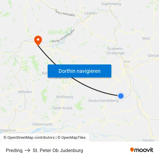 Preding to St. Peter Ob Judenburg map