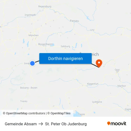Gemeinde Absam to St. Peter Ob Judenburg map