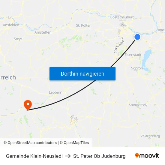 Gemeinde Klein-Neusiedl to St. Peter Ob Judenburg map