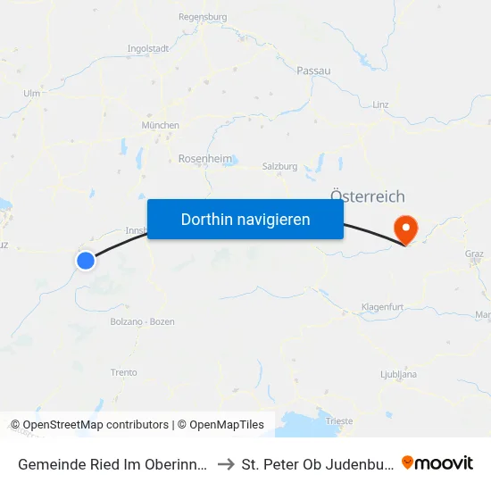 Gemeinde Ried Im Oberinntal to St. Peter Ob Judenburg map