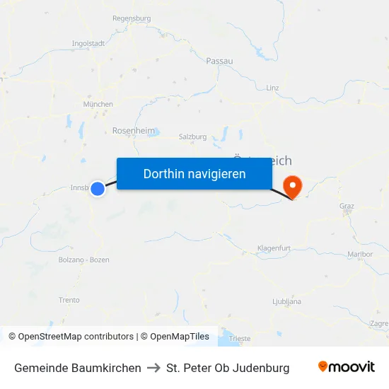 Gemeinde Baumkirchen to St. Peter Ob Judenburg map
