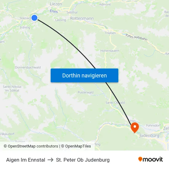 Aigen Im Ennstal to St. Peter Ob Judenburg map