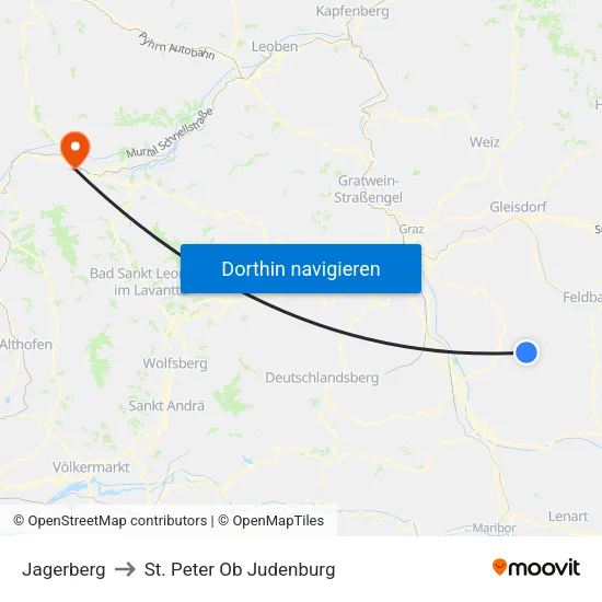 Jagerberg to St. Peter Ob Judenburg map