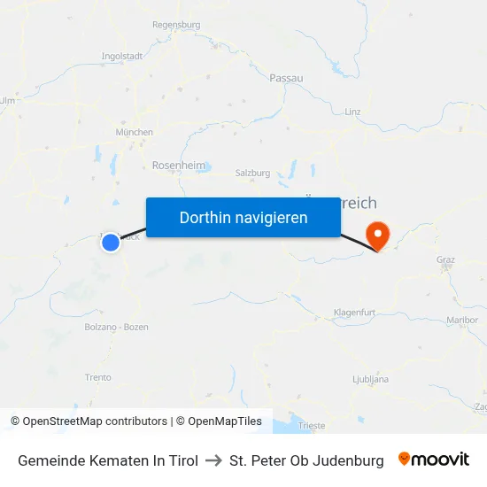 Gemeinde Kematen In Tirol to St. Peter Ob Judenburg map