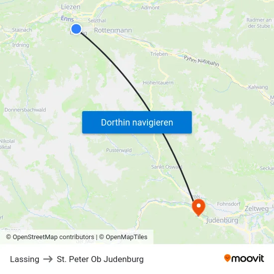 Lassing to St. Peter Ob Judenburg map