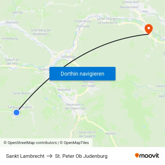Sankt Lambrecht to St. Peter Ob Judenburg map